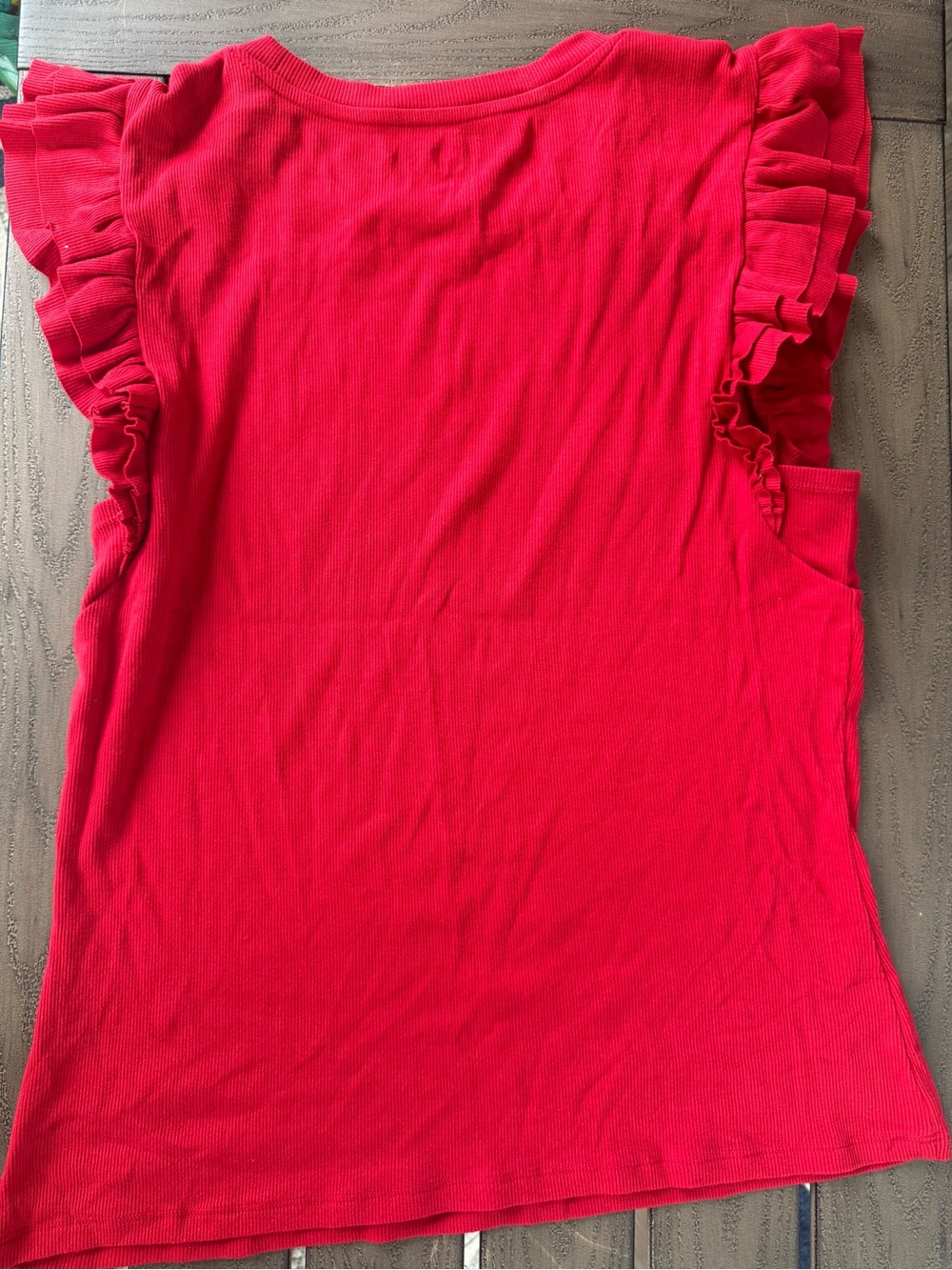 GAP Red Ruffle Sleeve Ribbed Tank Top - Picture 3 of 4